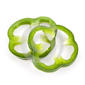 Sliced green pepper isolated