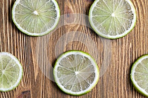 sliced green ripe lime on a board