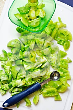 Sliced green tomatoes