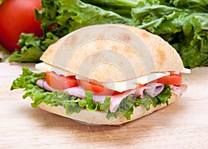 Sliced ham sandwich