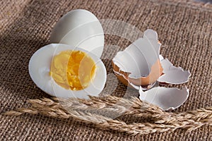 Sliced hard boiled eggs