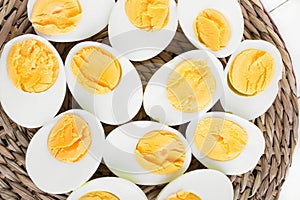 Sliced hard boiled eggs