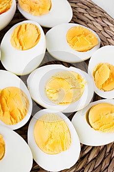 Sliced hard boiled eggs