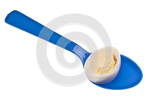 Sliced Hard Boiled Quail Egg on a Spoon