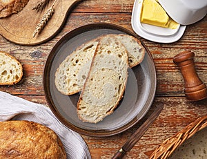 Sliced homemade bread