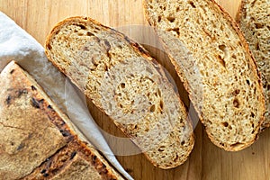 Sliced homemade onion bread freshly baked