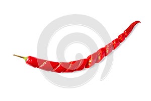 Sliced hot chili pepper on white