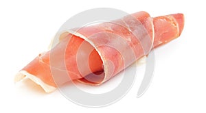 Sliced jamon isolated on white background
