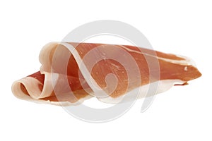 Sliced of jamon isolated on white background