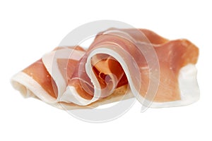 Sliced of jamon isolated on white background