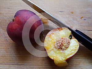 Sliced juicy peach
