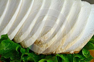 Sliced King Oyster Mushroom Pleurotus eryngii