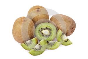 Sliced kiwi fruit isolated on white background