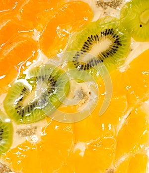 Sliced kiwi, orange and mandarin segments