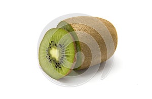 Sliced kiwifruit on white background