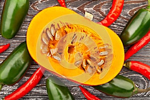 sliced kuri squash on wood