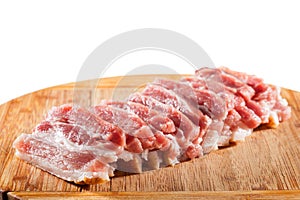 Sliced lard with meat