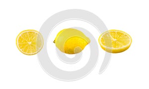Sliced lemon isolated in many variants