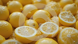 A sliced lemons background with copy space.