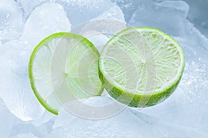 Sliced lime and ice