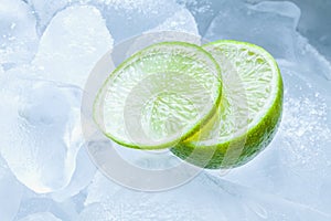 Sliced lime and ice