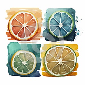 Sliced lime and lemon artwork in watercolors