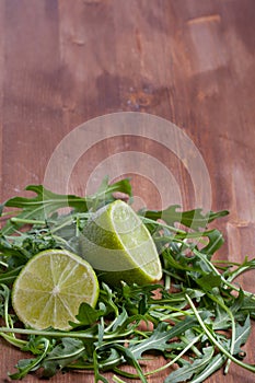 Sliced lime and rukola