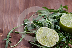 Sliced lime and rukola