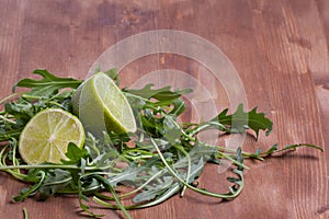 Sliced lime and rukola