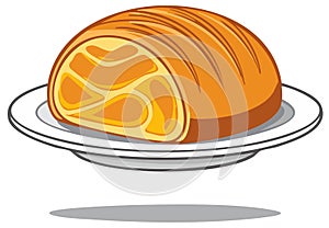 Sliced Loaf of Bread on a Plate, Cartoonish Illustration