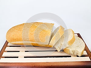 Sliced long loaf bread