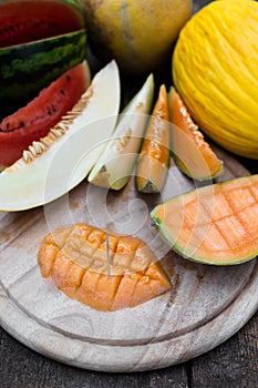 Sliced melon pieces