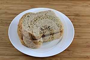 Sliced multigrain Bread on the white plate
