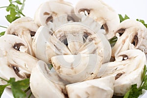 Sliced mushrooms
