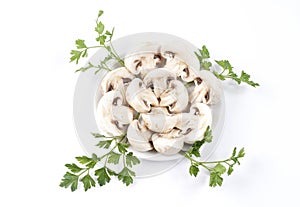 Sliced mushrooms
