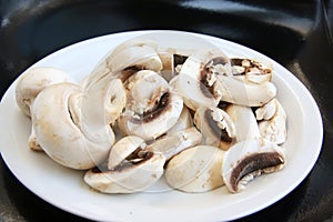 Sliced mushrooms