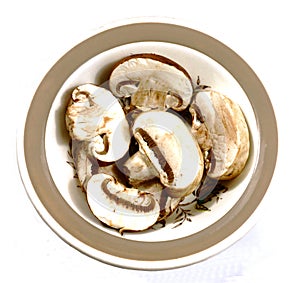 Sliced mushrooms bowl