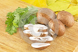 Sliced mushrooms, food champignons