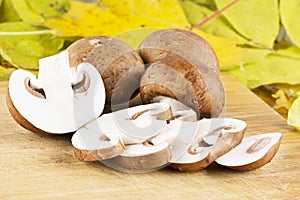 Sliced mushrooms, food champignons