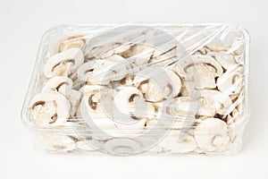 Sliced mushrooms packaged