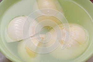 Sliced onions. Background bow. Fresh onions on the table.