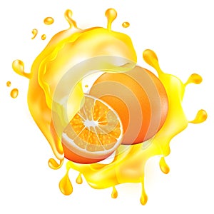 Sliced Orange with Fresh Juice Splashes