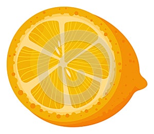 Sliced orange fruit illustration, vibrant colorful citrus graphic design. Freshness and vitamin C concept, juicy orange