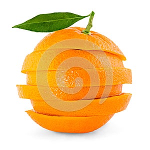 Sliced orange fruit isolated on white background