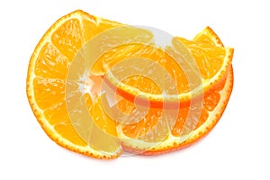 sliced orange fruit isolated on white background top view