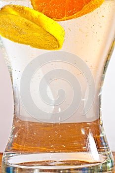 Sliced orange fruits in detail