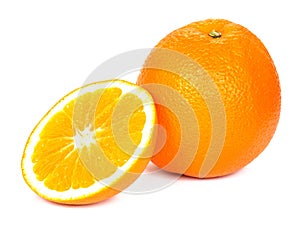 Sliced orange, white background