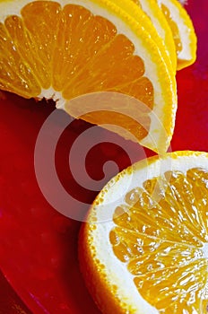 sliced oranges close-up. Vertical photography. Healthy natural food with vitamins