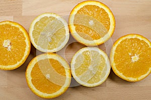 Sliced oranges and lemons