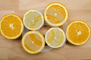 Sliced oranges and lemons